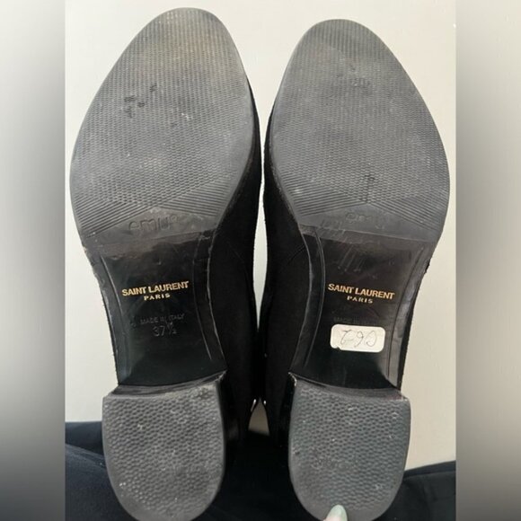 Saint Laurent Black Suede Buckle Strap Ankle Boot - Picture 9 of 14